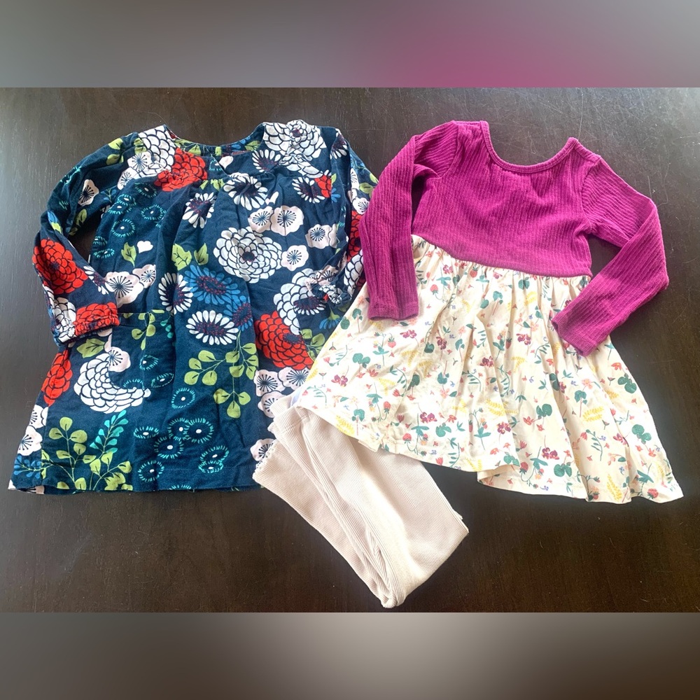 TEA collection little girls dresses (2) and Zara leggings